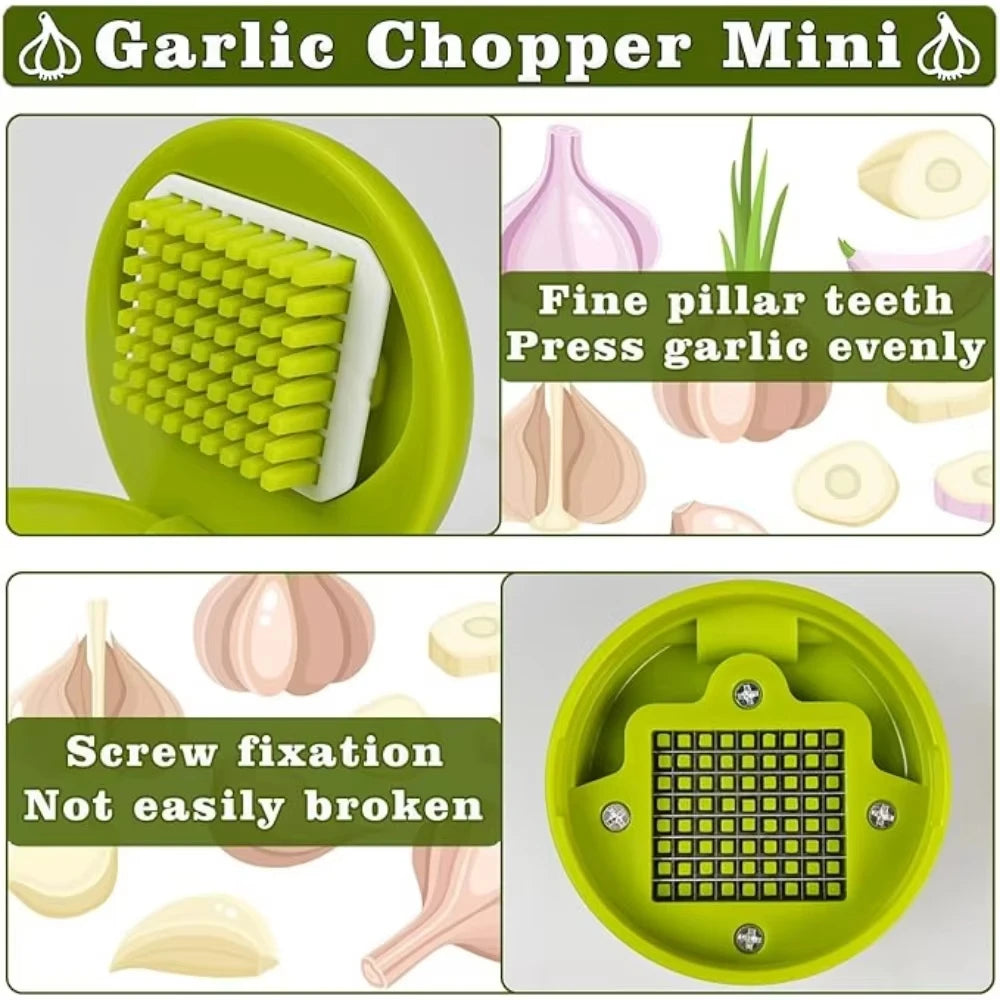 Mini Garlic Press Chopper Manual Garlic Mincer Slicers Grater with Storage Box Vegetable Cutter Kitchen Fruit Vegetable Tools Quake