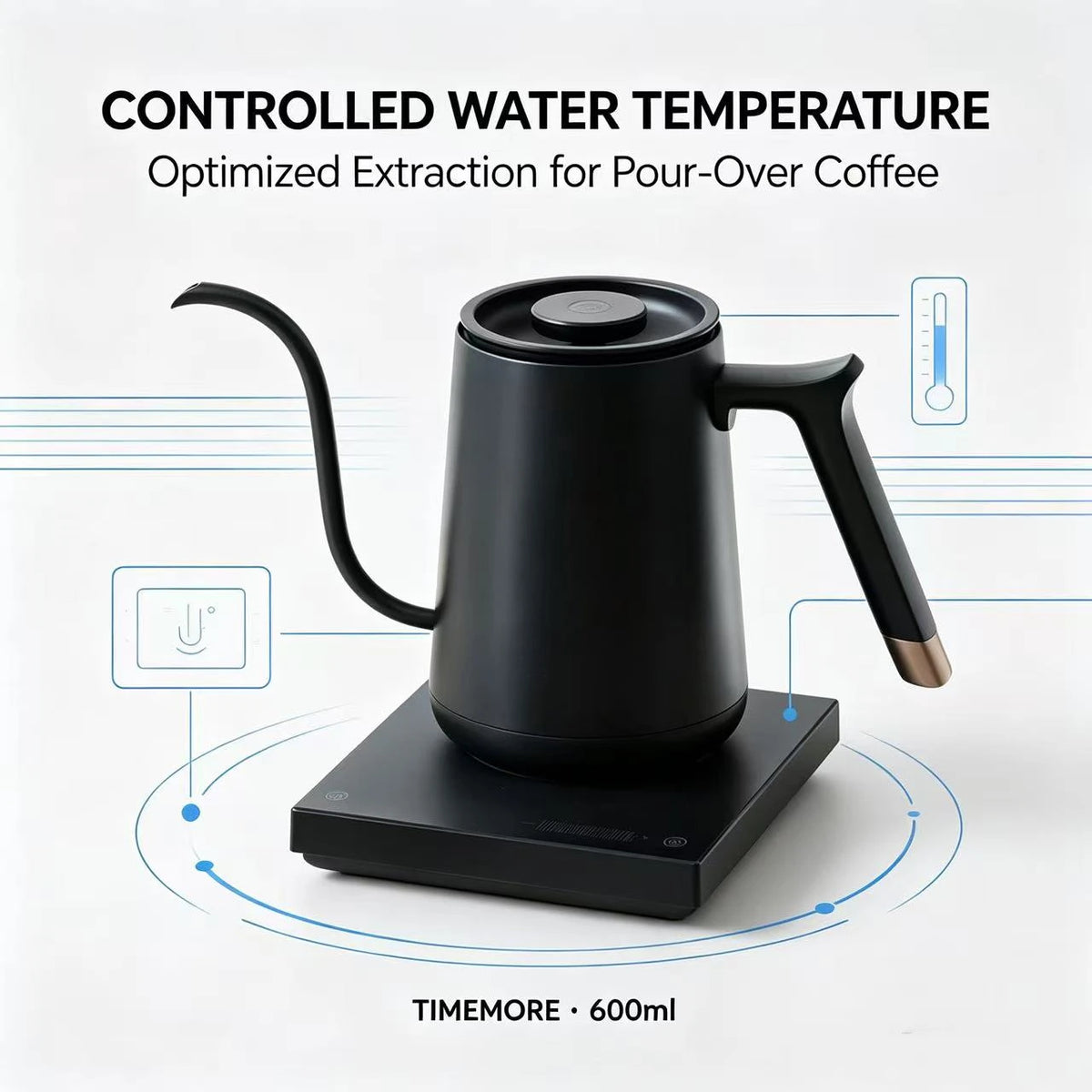 TIMEMORE Coffee Pot Kettle Fish03 600ML Pour Over Kettle Ergonomic Stainless Steel Tea Milk For Kitchen Home Travel Office Quake