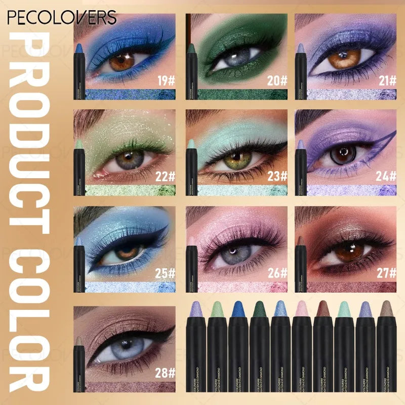 9PCS Double Head Eye Shadow Stick, Eye Highlight, Eye Brightening, with Fine Flash, Waterproof, Multi-color Suit, Eye Cosmetics Quake