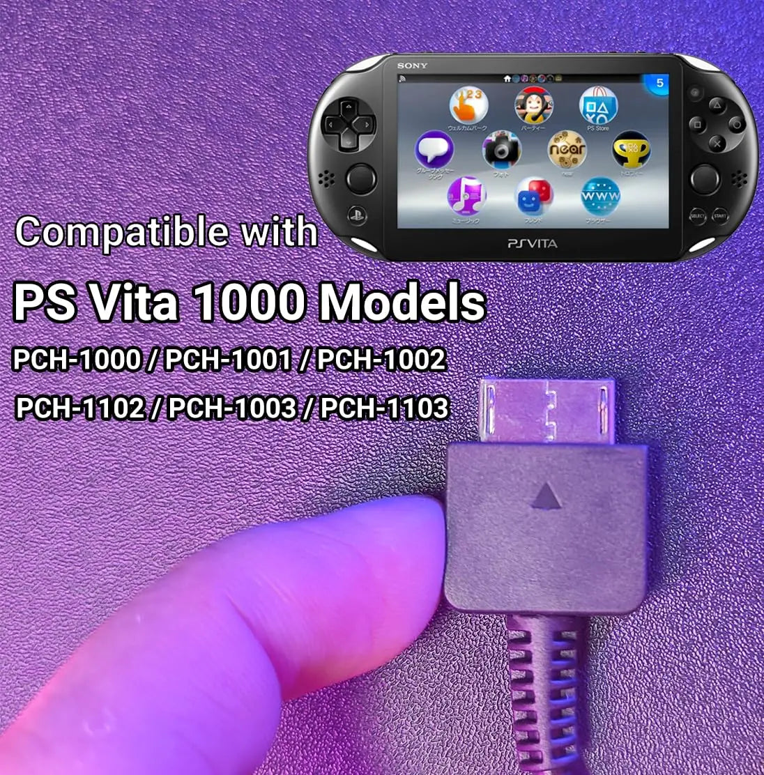 Charger Cable for PS Vita, 2 in 1 USB Data & Power Charger Cord Replacement for PSVita1000 Quake