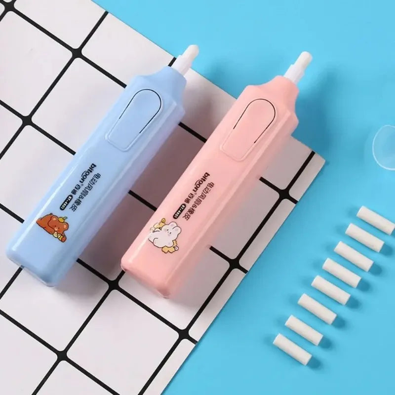 Electric Eraser with Fan Blades & Refills Low Rubber Debris Traceless Automatic Eraser Set Labor-saving Core Replacement Quake