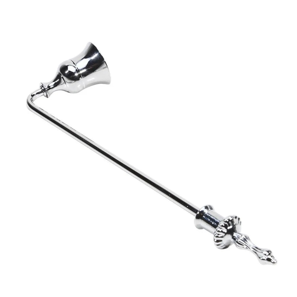 Luxury Bell Shaped Candle Wick Trimmer Long Handle Turn Off Extinguisher Flame Snuffer Wick Cover Home Quake Long Handle Silvery