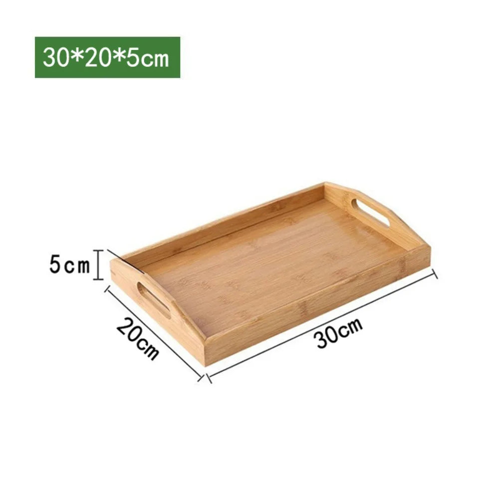 New Rectangular Storage Tray household Solid Wood Tea Tray Bamboo Water Cup Plate Home Living Room Quake 30-20-5cm