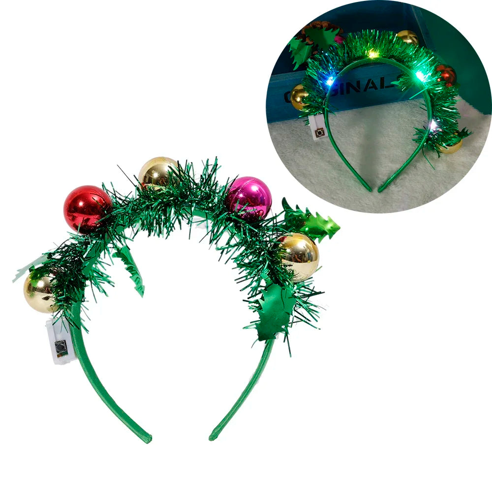 Christmas Luminous Headband Snowflakes Christmas Trees Headband Lovely LED Light Headband Flashing Hair Band Xmas Party Decor Quake 03