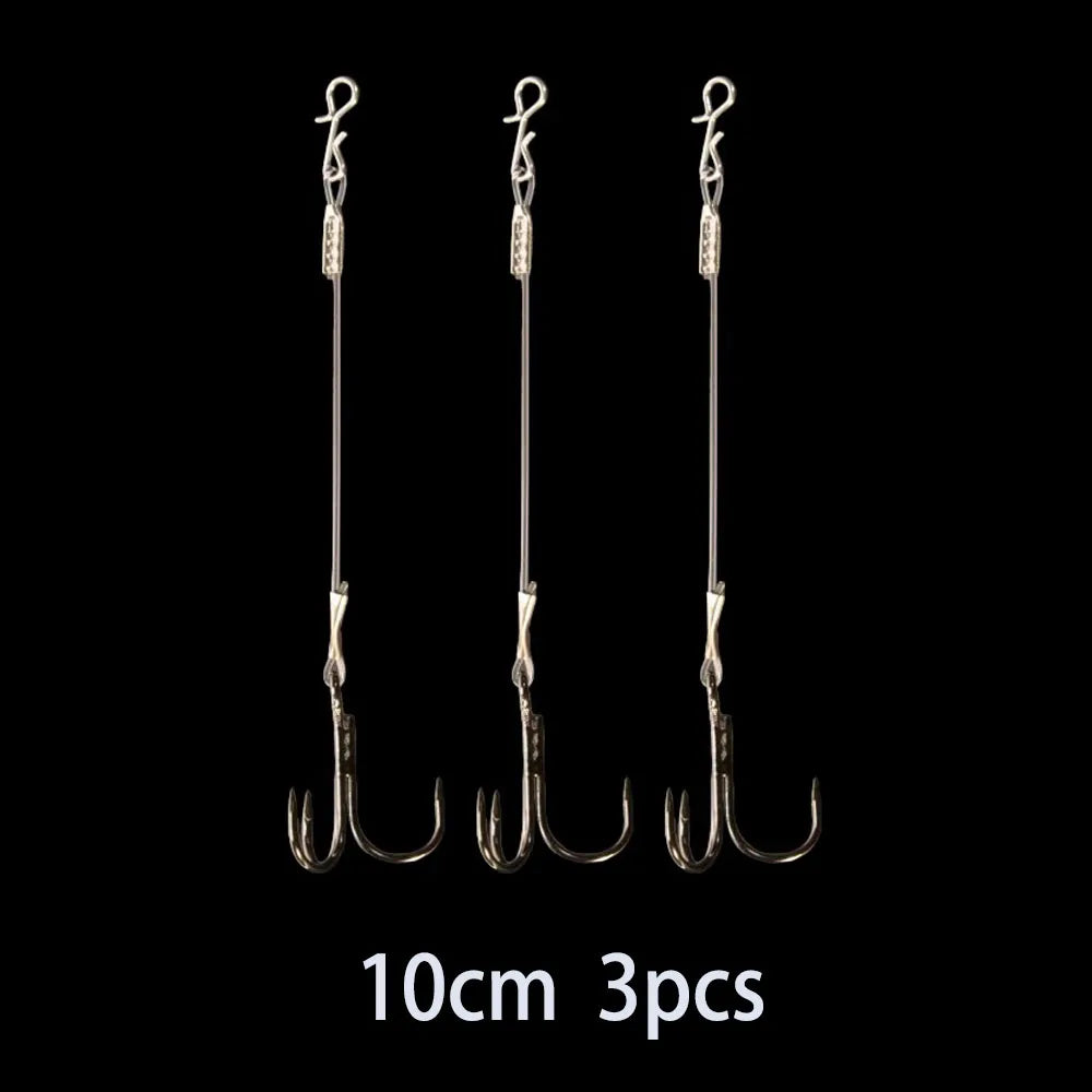 3-Pack Carbon Line Triple Hook Fishing Rig European Pike Stinger Line Set Specifically Designed for Targeting Pike Quake 10Cm3Pcs