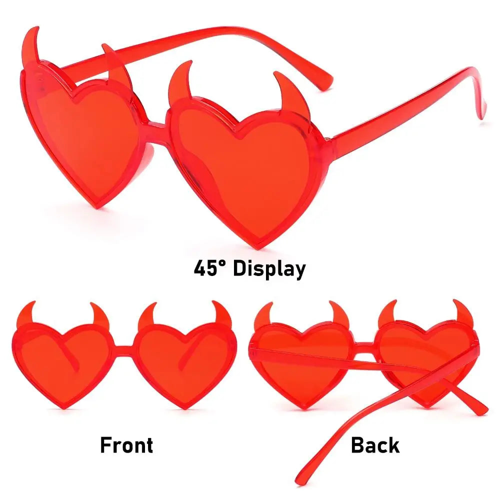 Devil Ears Heart Shape Sunglasses for Women Men Trendy UV Protection Sun Glasses Novel Party Halloween Cosplay Glasses Quake