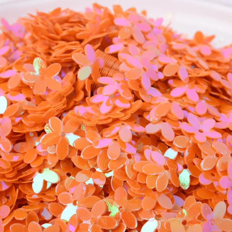 50g/500g Glitters Sequins Flower with Hole PVC Paillette DIY Wedding Sewing Process Clothing Craft Lentejuelas Accessories Quake 86 orange 500g