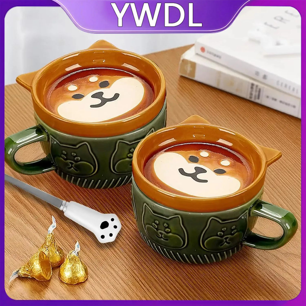 YWDL 300ml Cartoon Animal Ceramic Mug With Lid Breakfast Oatmeal Cup And Saucer Milk Coffee Mug With Spoon Microwave Oven Safe Quake