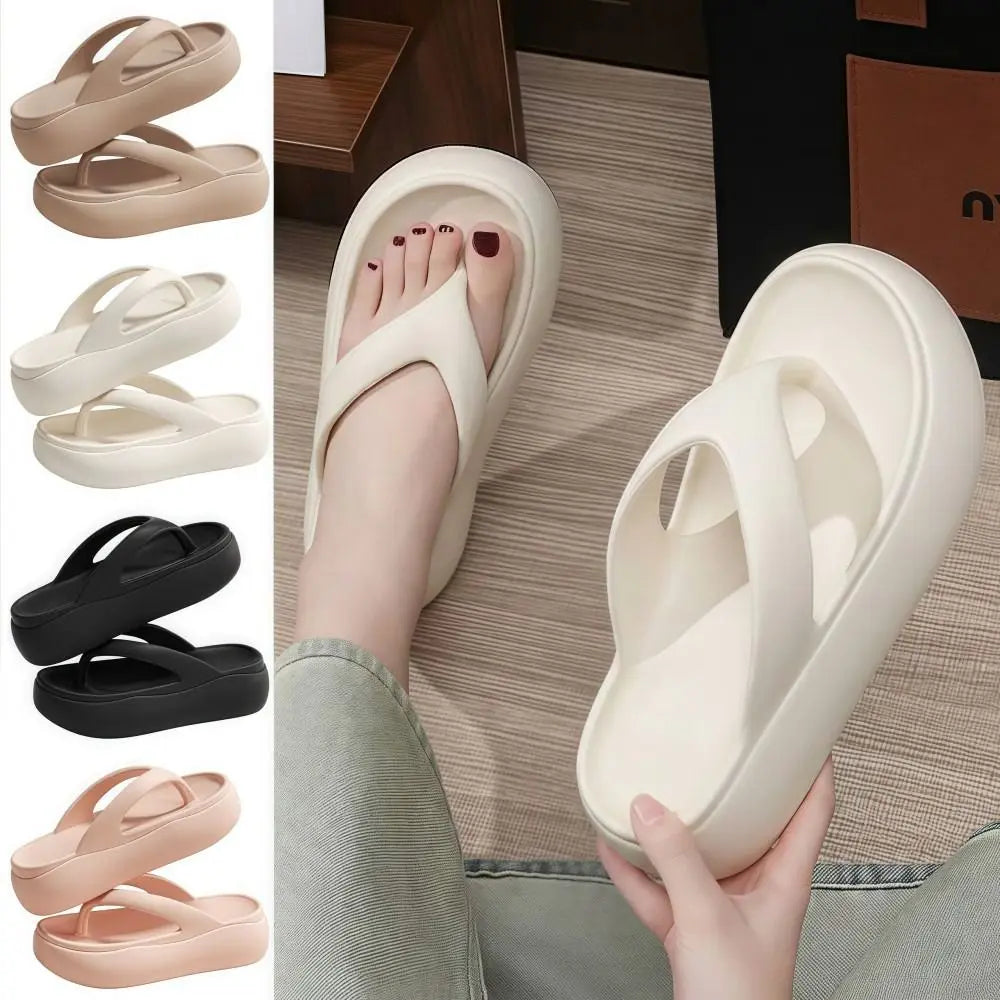 Height-increasing Platform Slippers Non-slip 5CM EVA Beach Sandals Lightweight Soft Sole Women's Flip Flops Indoor Outdoor Quake