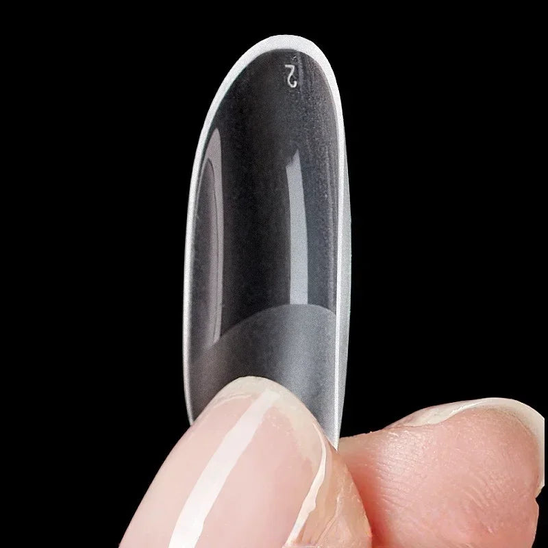 120Pcs/Box Clear Seamless Fake Nails Full Coverage False Nails Tips Short T-shaped Water Drop Full Sticker for Nail DIY Art Quake