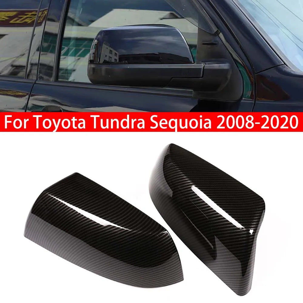 For Toyota Tundra Sequoia 2008-2020 Car Rearview Side Mirror Cover Wing Cap Sticker Exterior Door Rear View Case Trim Carbon Quake