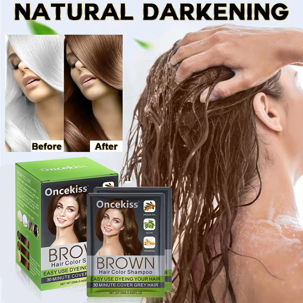 1 Box of 10 Hair Dye Instant Hair Dye Shampoo,Quick and Easy Hair Dye,Coloring Semi- Permanent Instant Hair Dye for Men&Women Quake