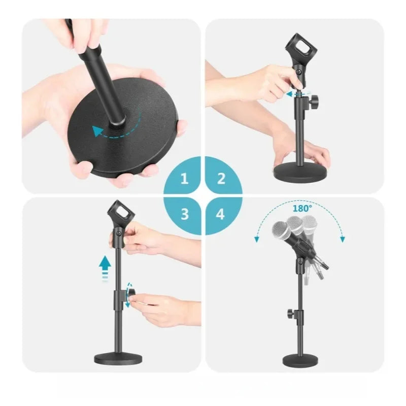 Microphone Stand Desktop Adjustable Lifting and Weighting Disc Base Shockproof for Network Live Broadcast Mic Stand Accessories Quake
