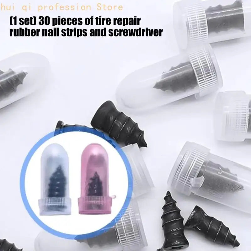 Carbon Steel Tire Plug With 30 Rubber Nails And Screwdriver For Vehicle H8WE Quake CN