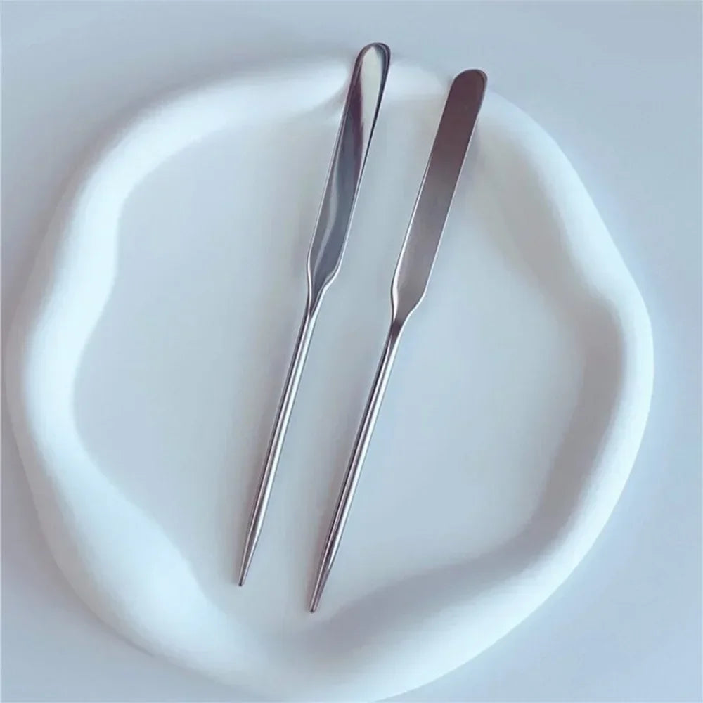 Palette Tray Stainless Steel 2PC Mixing Rod Set Makeup Toner Spatula Mixing Stick Foundation Cream Mixing Cosmetic Make Up Tool Quake