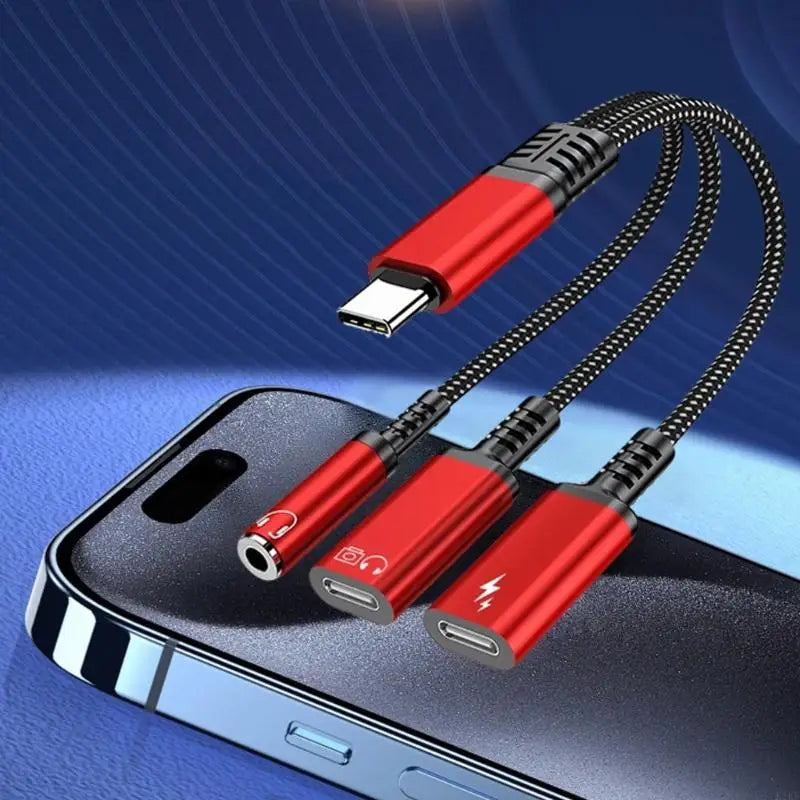 MultiFunction USB C to 3.5mm Headphone &Charging Adapter Cable Supports 3.5mm Headphone OTG Data Transfer PD60W Charging K1KF Quake