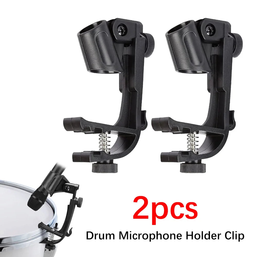 2pcs Drum Microphone Clip Holder Adjustable Shockproof Mic Clips Drum Rim Mount Clamp Quake