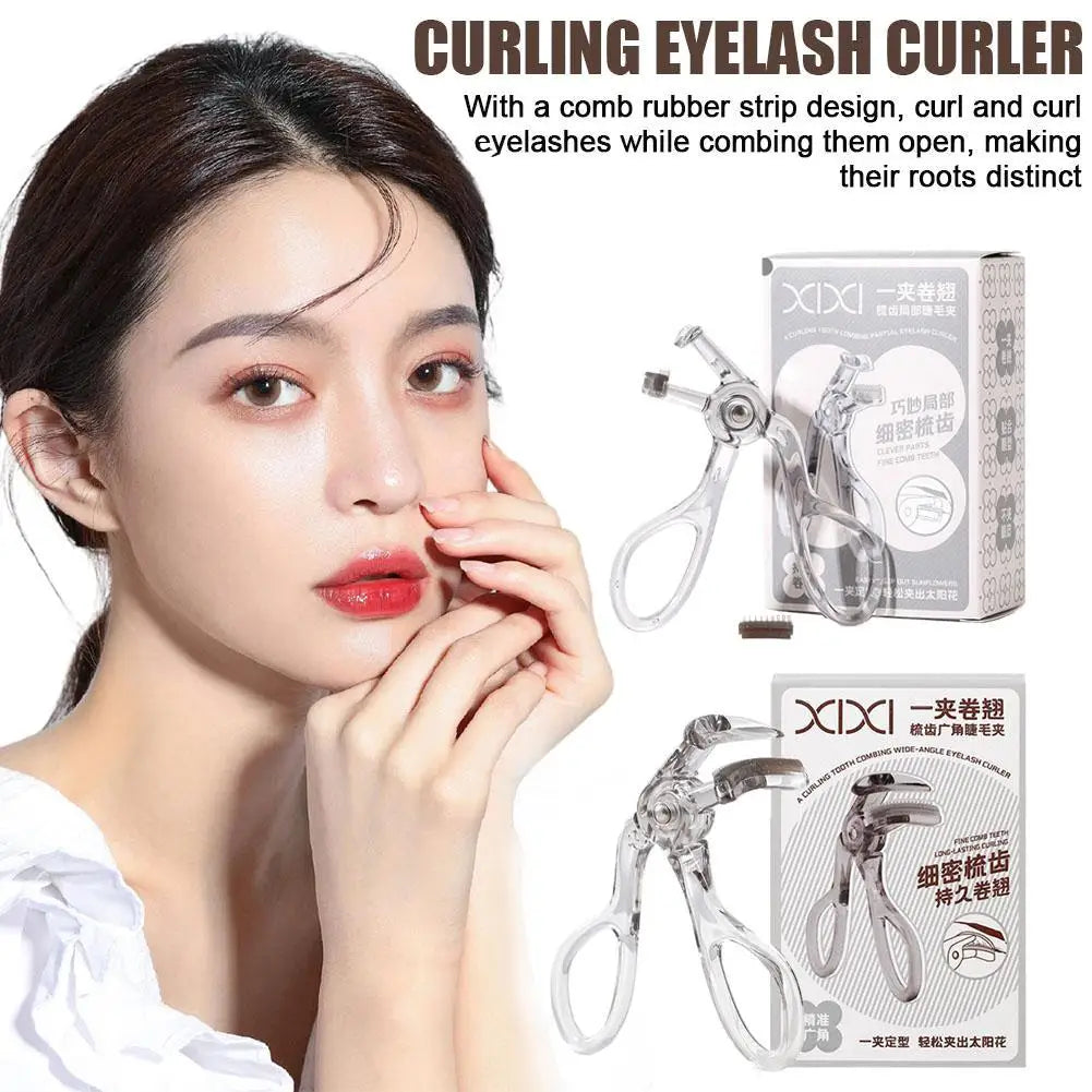 Portable Wide-Angles Eyelashes Curler And Partial Eyelash Curler Eye Lash Curler With One-Clip Comb Makeup Tool For Woman Girls Quake