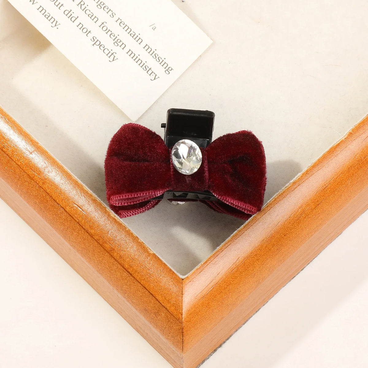 Black Red Ribbon Hair Claw Velvet Bowknot Bangs Side Hairpin Girls Cute Barrettes Fashion Headdress Hair Accessories for Women Quake 4.5cm wine red