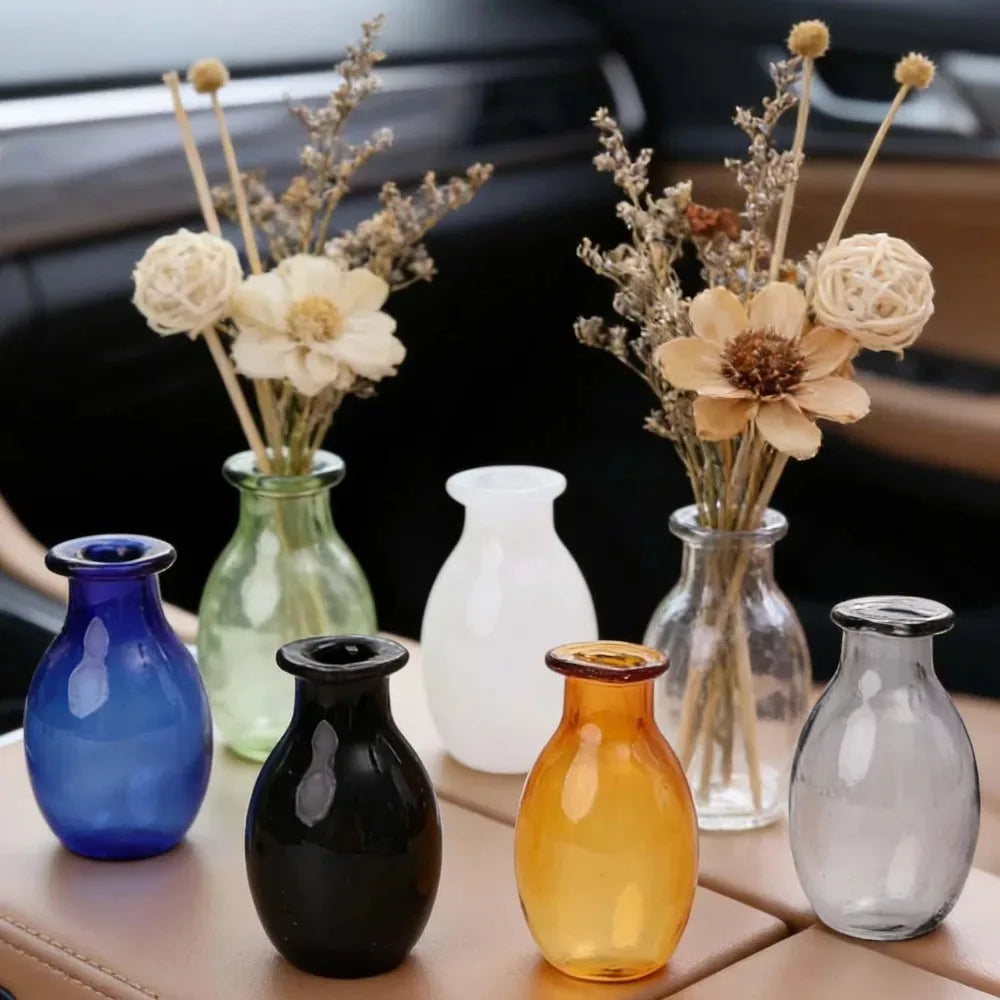 12/1PCS Mini Glass Vase DIY Thumb Vases for Desktop Decoration Pet Hair Keepsake Storage Bottles DIY Micro Landscape Ornament Quake