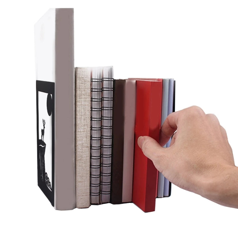 Book Supports for Shelves Metal Decorative Book Ends for Children Desktop Bookends Non-skid Metal Bookends Books Holder K1KF Quake