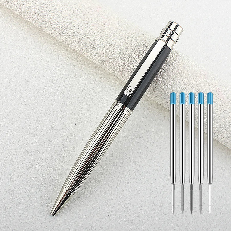 Elegant Vintage Rotating Metal Pen Smooth Blue Ink Writing High End Office Business Design with Pen Holder Quake 3010-11