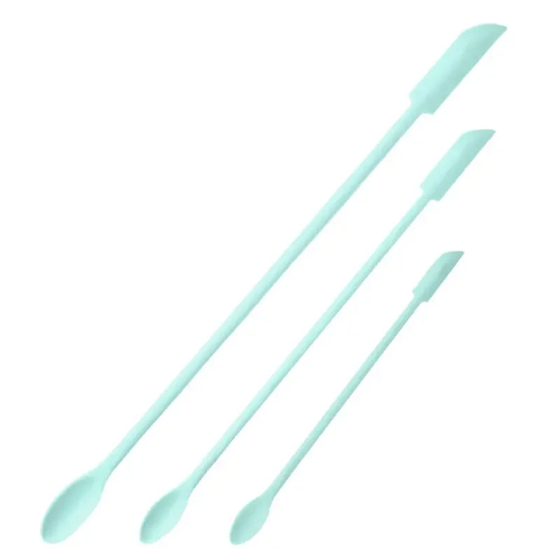 3pcs Silicone Double-head Scraper Cosmetic Face Cream Jam Deep Bottle Scraper Mini Spatula Set Women Professional Makeup Tools Quake mint green