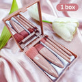 Portable Mini Makeup Brush Set With Mirror Foldable Travel Cosmetic Brushes Soft Synthetic Hair For Face Eyes Make Up Tool Quake 1 set