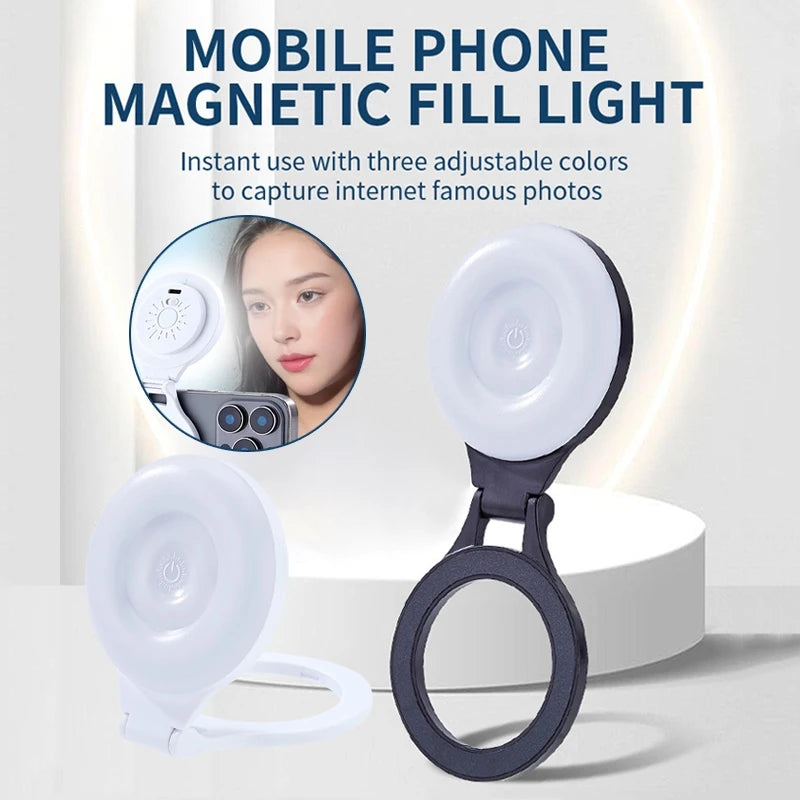 Magnetic Led Selfie Fill Light Mini Portable with USB for Magsafe phone Video Light for Makeup Vlog Quake