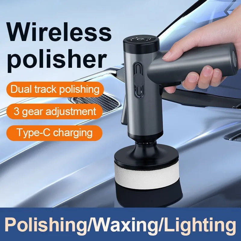Car Polisher Handheld Wireless Polisher Car Polishing Waxing Machine Power Tool for Car Body Cleanig Waxing Repair Quake GRAY