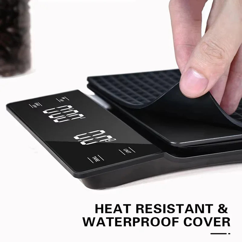 Smart Coffee Electronic Scale High Precision Digital Timing LCD Scale 3kg/0.1g Coffee Balance Measuring Weight Scale for Kitchen Quake