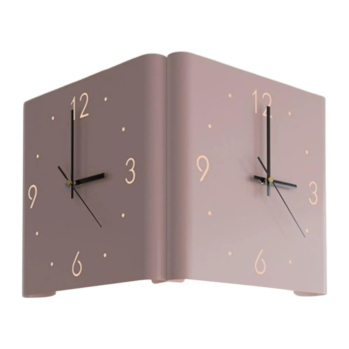 Modern Creative Wall Clock with Numeral Scale Silent Double Sided Clock Minimalist Metal Hanging for Bedroom Corridor Quake Light Pink