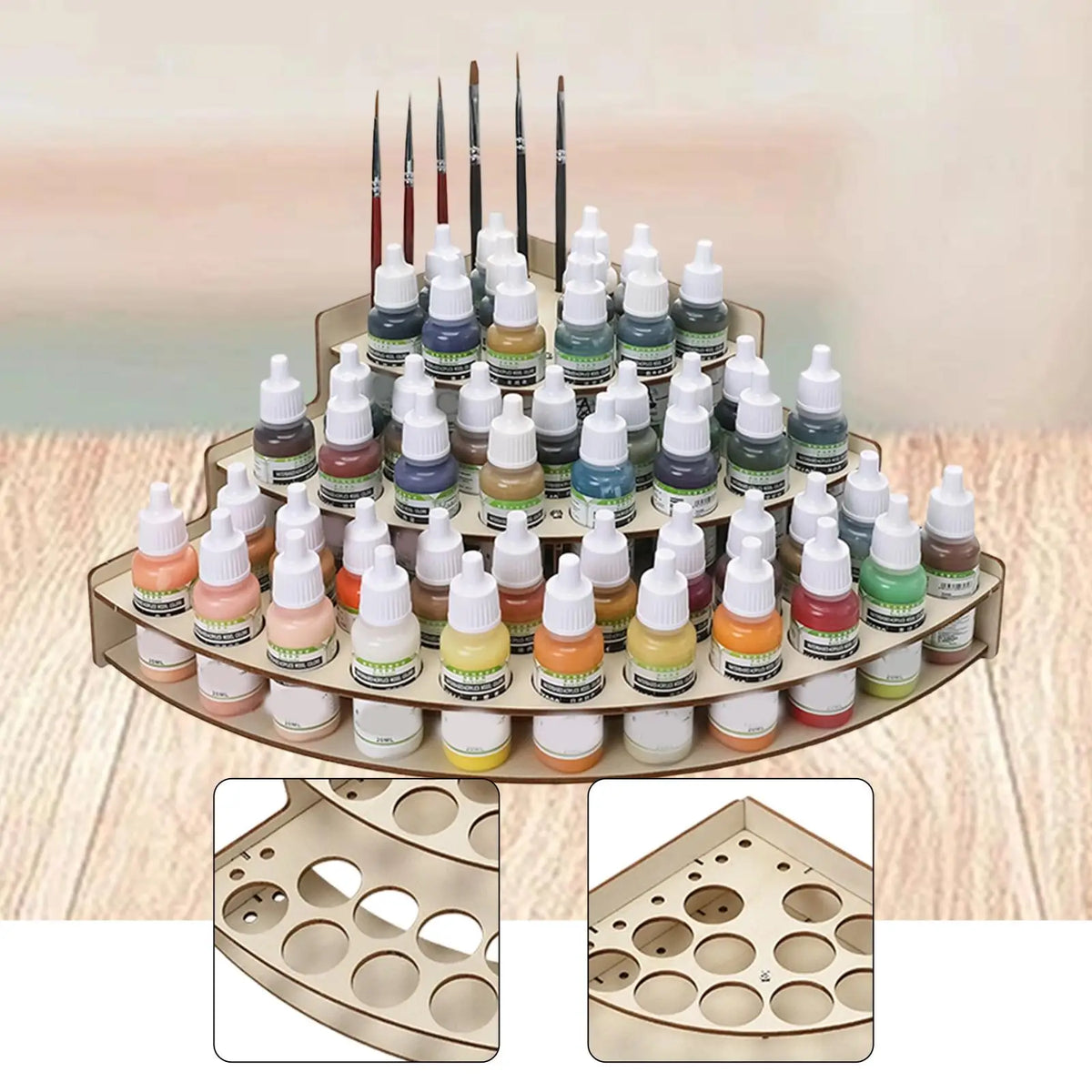 Wooden Craft Paint Storage Rack Easy Assembly Organizer Holder for Paint Bottles for Paint with Canvas Numbers Quake