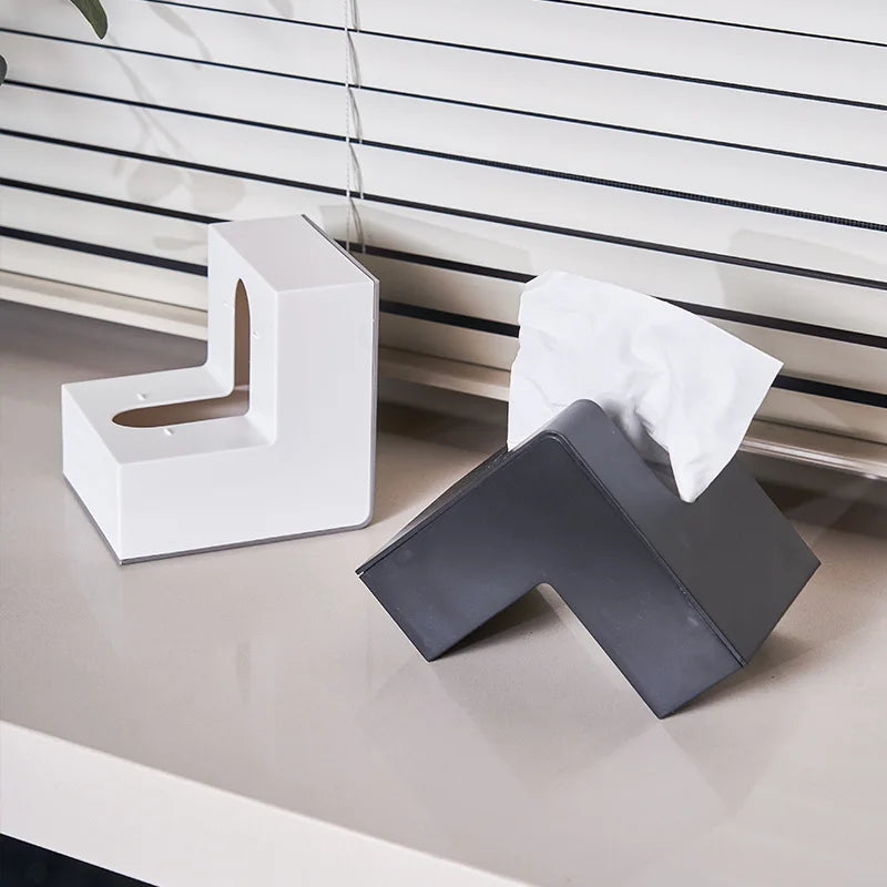 Japanese creative ins air-pumped paper box net red high appearance level L-shaped tissue box living room simple Kleenex box Quake