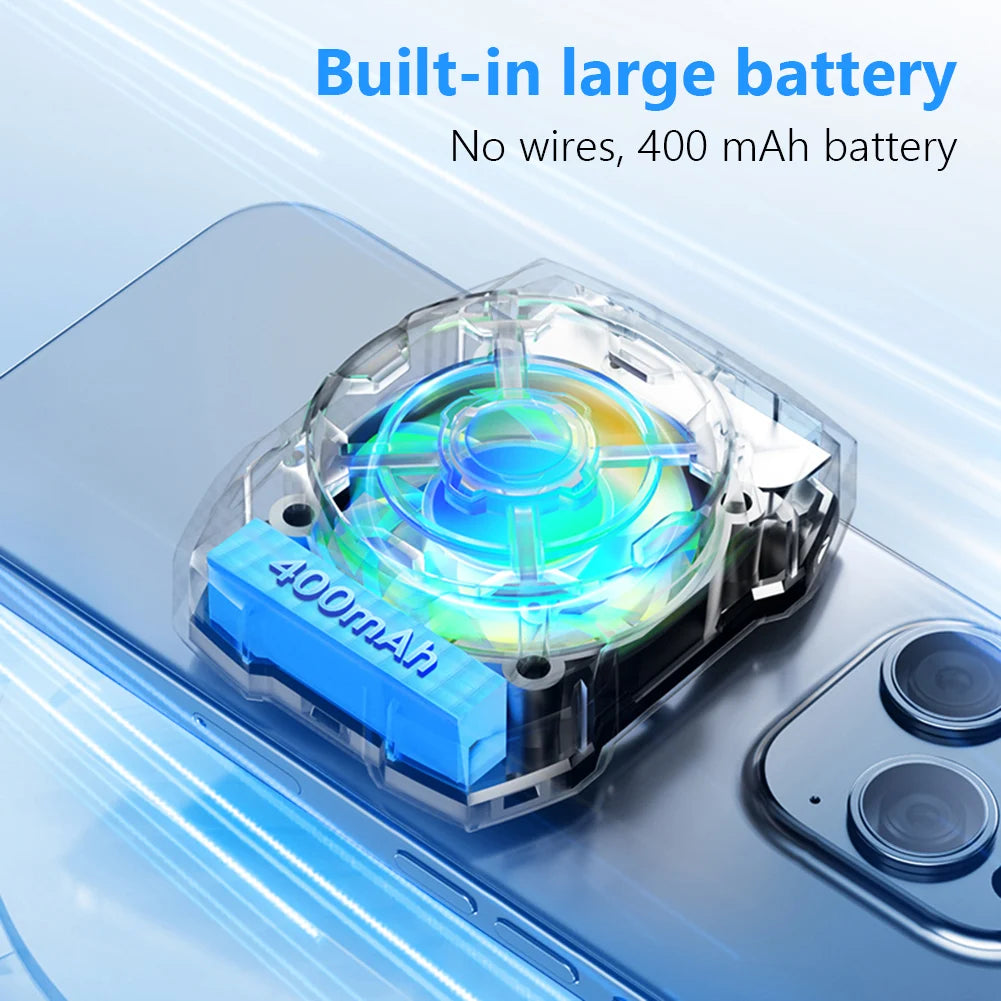 Phone Cooling Fan Rechargeable 3 Speeds Adjustable Phone Heatsink Wireless Magnetic Game Cooler for Android Smartphones & iPhone Quake
