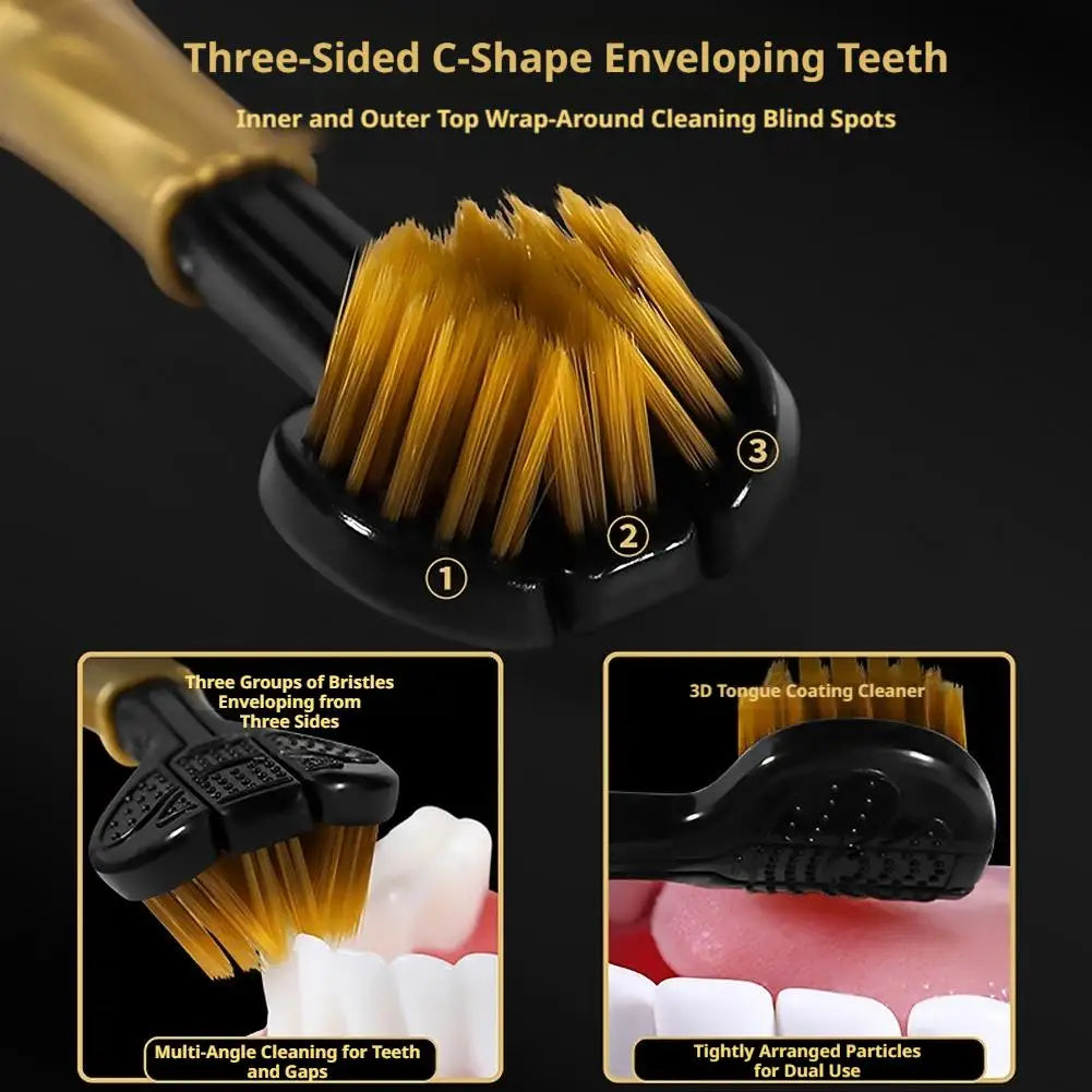 3 Sided Toothbrush Gift Box,C-Shape Tongue Scraping Soft Bristle Toothbrush Gentle Clean Tooth Brush For Adults 360° Oral Care Quake