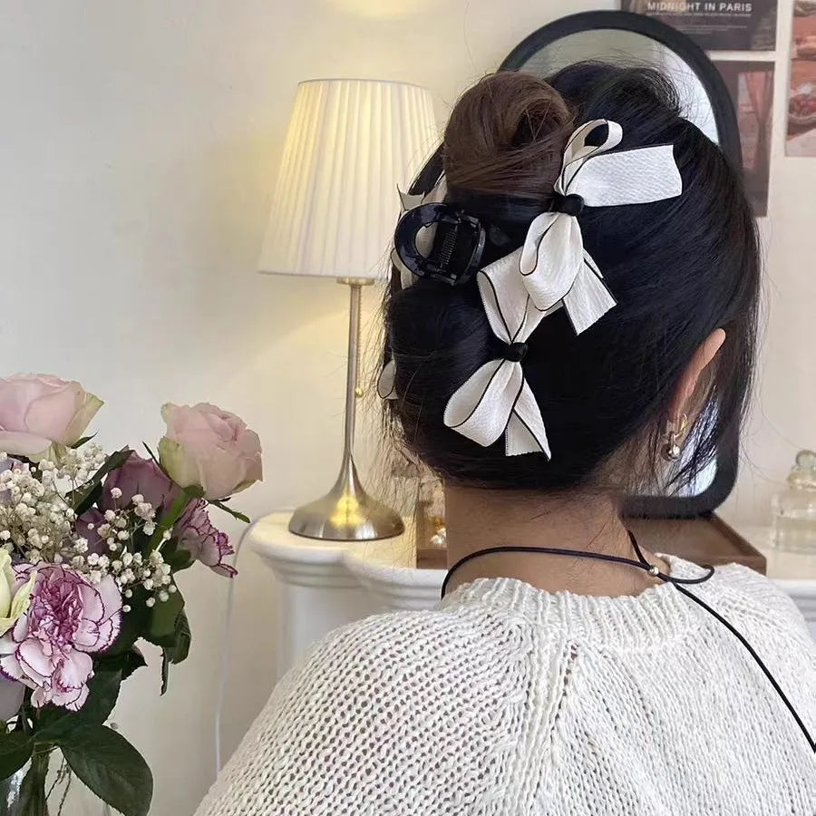 Elegant Bowknot Hair Claw Back Head Large Size Updo Ponytail Clip Korean Simple Hair Styling Accessories Headwear for Women Girl Quake