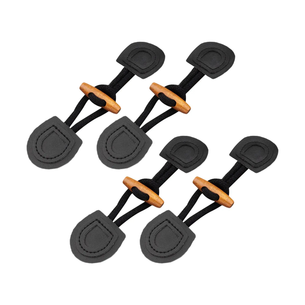 4-Toggle Clasp Buttons DIY Craft Sewing Button PU Sew On Clothing Decoration Quake Black