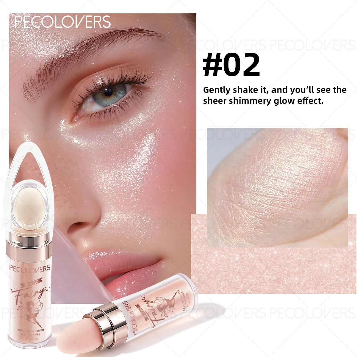 Magic Shine Highlight Pat Powder, Face & Full Body Highlight Brightening Natural Three-dimensional Contouring Blush Quake 02