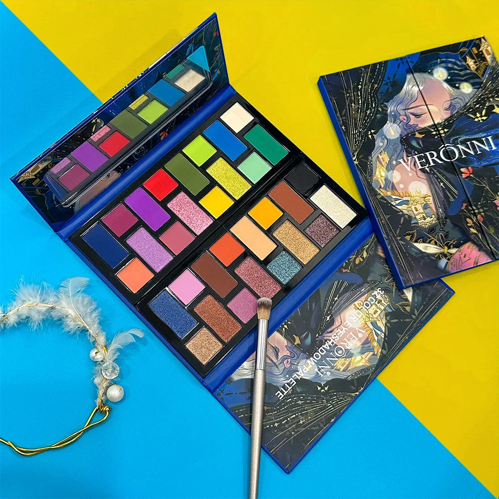 32 Color Eyeshadow Palette-Matte & Shimmer, Highly Pigmented,Vegan,Cruelty-Free, Professional Makeup Palette (Warm/Nude/Glitter) Quake 32 Colors-01