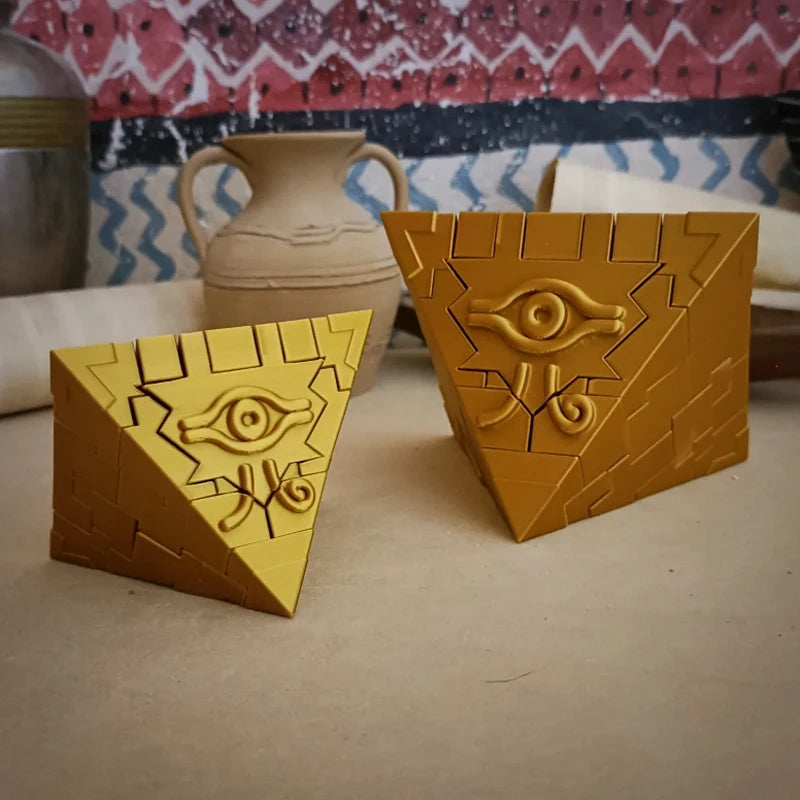 New Hot Yu-Gi-Oh Millennium Puzzle Gold Sarcophagus 3D Printed Desktop Decor Card Storage Box Creative Gift Toy for Anime Fans Quake