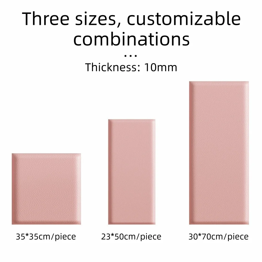 2pcs Self Adhesive 3D Wall Sticker Soft Bag Design Leather Soft Wall Panels 10mm Thick Anti-collision Headboard Protection Quake