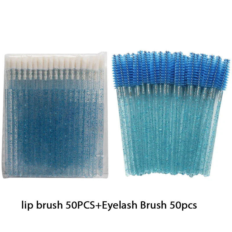 vvocci 100PCS Disposable Eyelash Extension Applicator Wands & Mascara Brushes - Wholesale Makeup Tools for Eyelashes & Eyebrows Quake M493 100pcs blue Plastic