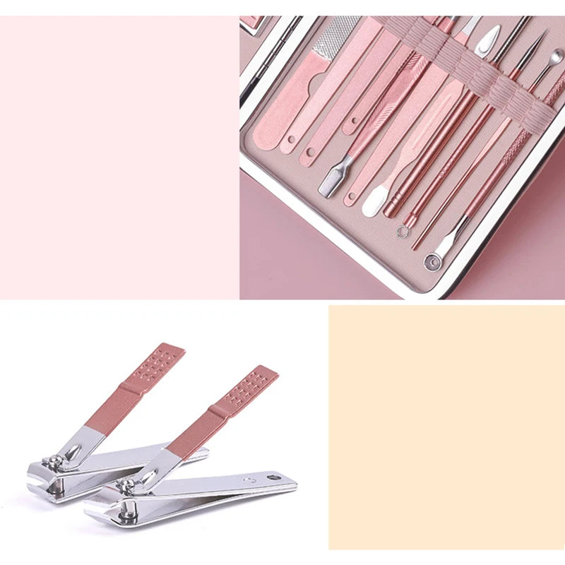 7/10Pcs Rose Gold Stainless Steel Manicure Tool Kit Nail Clippers Pedicure Knife Scissor Tweezer Manicure Tool Suit Quake