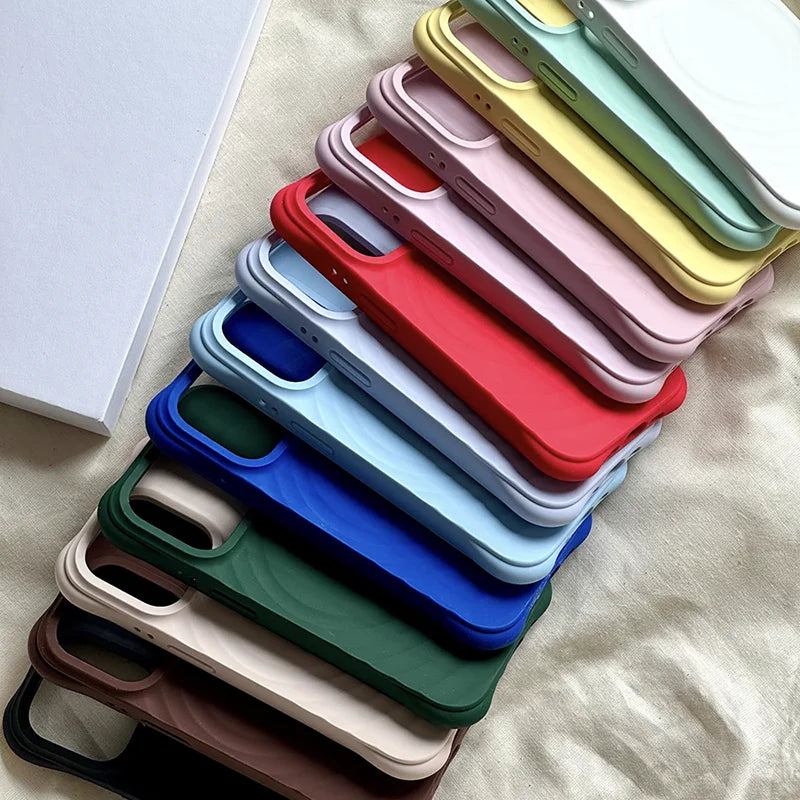 608231 Wave Magnetic Phone Cover for IPhone 13 14 15 16 17 18 Pro Max Case for IPhone 18Pro Quake