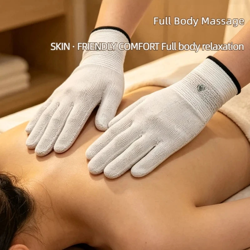 Microcurrent Beauty Gloves with Silver Fiber Fabric, Full Finger Gray Massage Glove Pair for Spa Staff and Home Beauty K1KF Quake CN