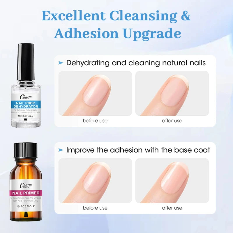 Natural Nail Prep Dehydrate And Acid-Free Primer,Dehydrator For Acrylic And Gel Nail Polish,Non Acid Primer For UV Gels Nail Art Quake