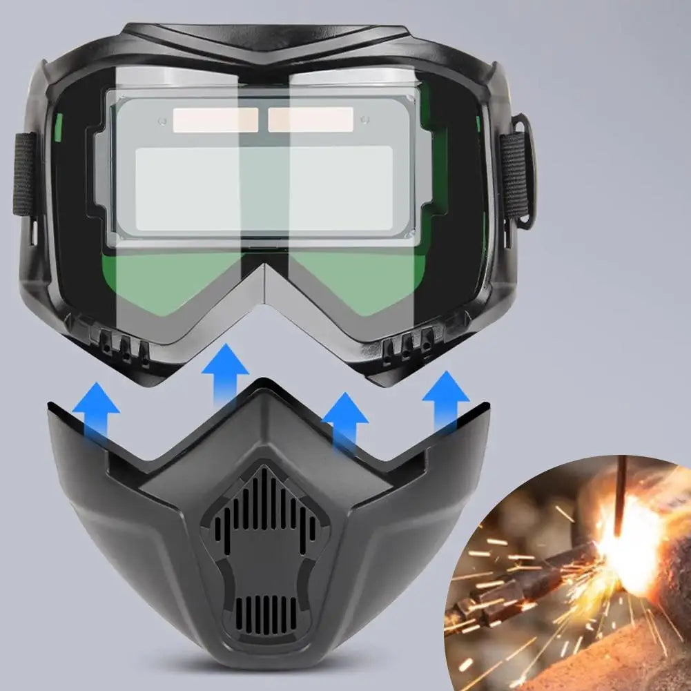 Automatic light-changing welding helmet Auto Darkening Welding Glasses Work Protective Equipment Adjustable Band Split Type Brea Quake