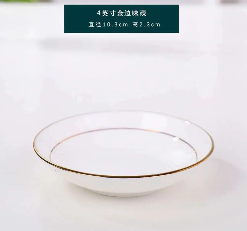 Bone China Gold Border Vegetable Deep Plate Ceramic Dining Plate Tableware Quake
