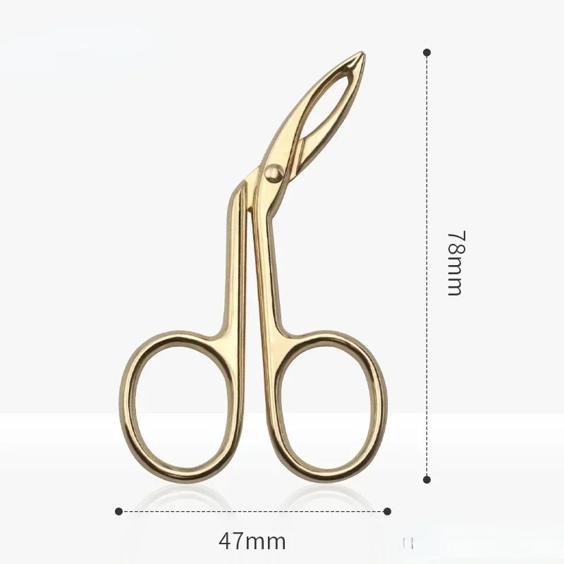 Professional Elbow Eyebrow Pliers Clip Scissors Tweezers Straight Pointed Stainless Steel Eyebrow Plucking Makeup Beauty Tools Quake Gold